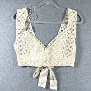 Urban Outfitters Ivory Eyelet Bralette Halter Top Cotton Lined Size Medium